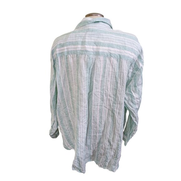 Lemlem by Liya Kebede X H&M Linen Stripe Shirt Womens Size XL Long Sleeve Button - Picture 5 of 7